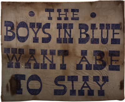 The Boys in Blue Want Abe to Stay, 1864 (tekstiilibanneri) tekijältä Abraham Lincoln